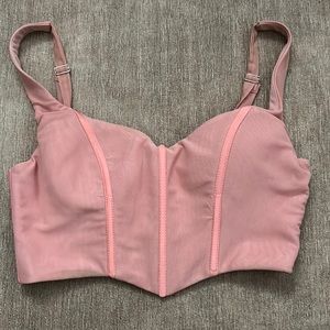 White fox pink corset crop top